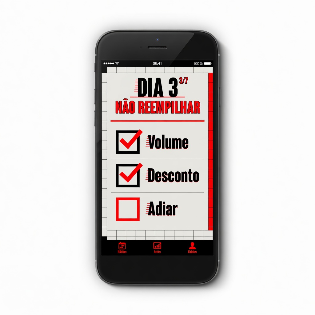Mockup Dia 3 Não reempilhar no celular
