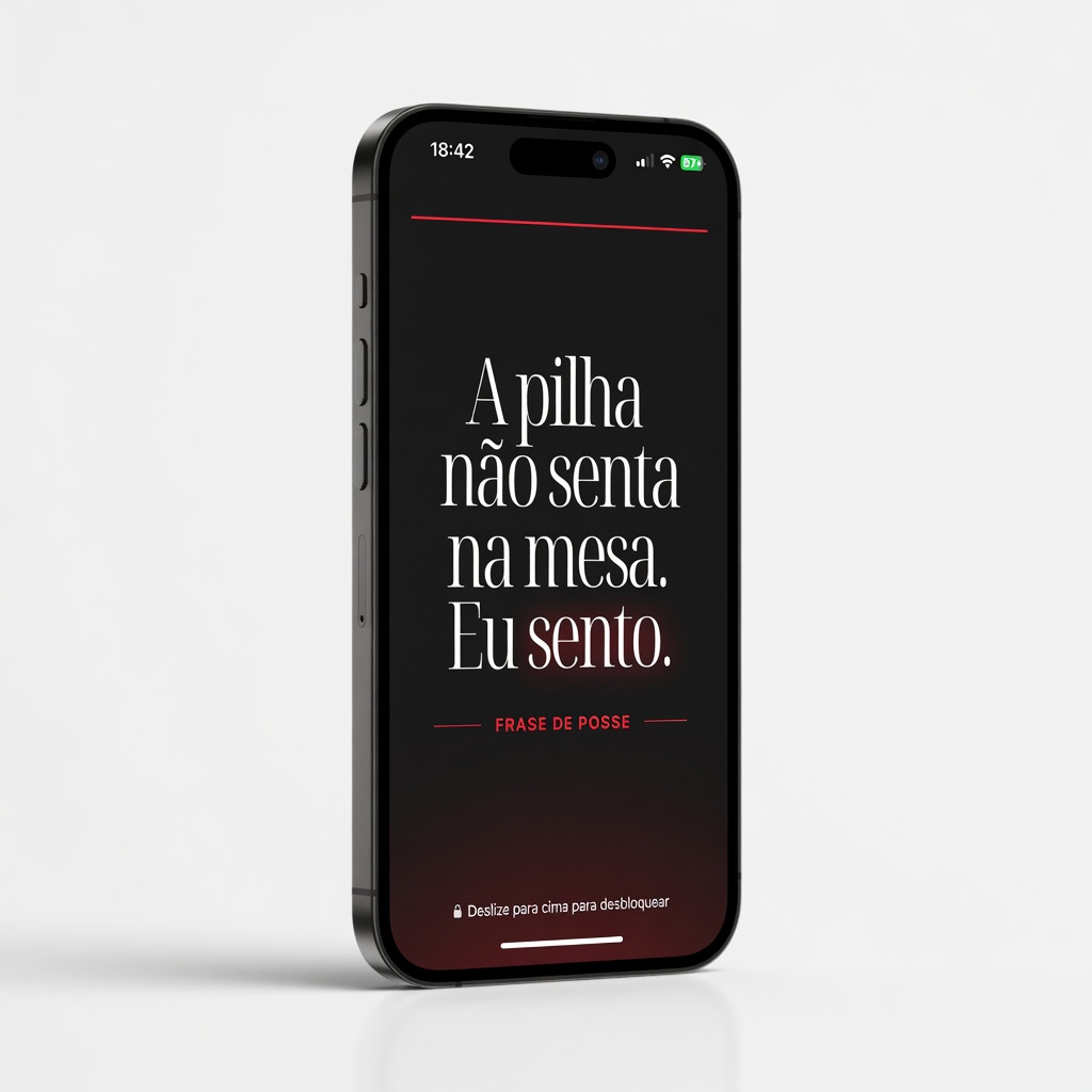 Mockup da frase de posse no celular
