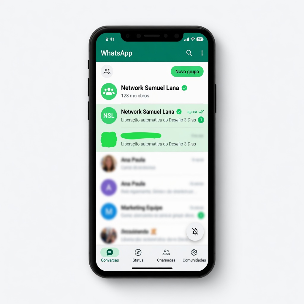 Mockup do grupo de network no celular